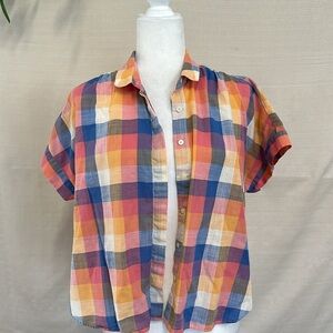 Madewell Red and Orange Plaid Button Down Shirt